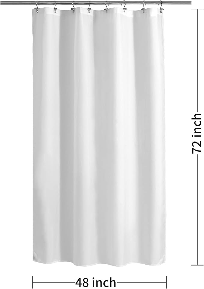 ALYVIA SPRING Stall Fabric Shower Curtain Liner Waterproof - 48" x 72", Soft & Lightweight Stall Size Shower Curtain with Magnets, Machine Washable - 48x72, White