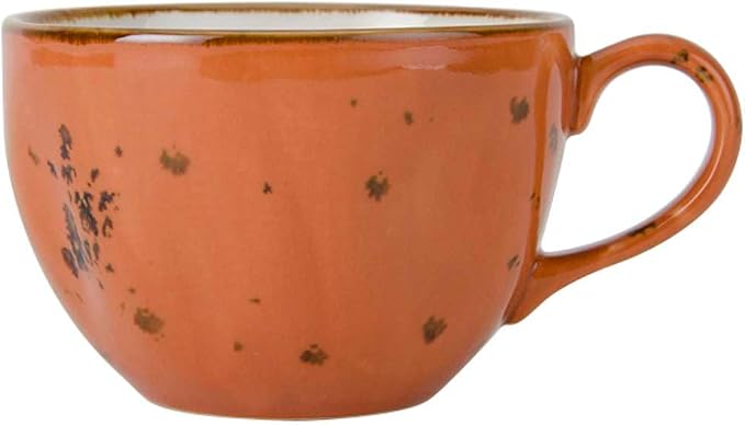 Tuxton Artisan Geode Geode Coral Reactive Natural 10-1/2-Ounce Round Cup, Case of 24, Orange; Scratch Resistant; Chip Resistant; Lead & Cadmium Free; Dishwasher, Microwave, Oven Safe