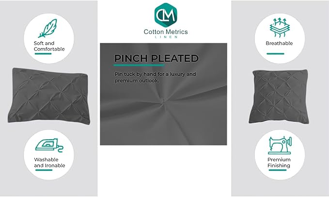 2 Pack Pillow Shams Standard Size 20x26 – 600 Thread Count 100% Organic Cotton Pinch Grey Pillow Covers with 2 Inch Flange, Soft & Smooth Premium Hotel-Quality Pillowcases Set of 2