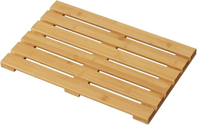 Bamboo Bath Mat for Shower with Non-Slip Rubber,Bathtub Mat,Floor Mat,Shower Mat for Indoor,Outdoor,Spa, Sauna, Pool (Natural, 20 * 13 * 1.4 inches)