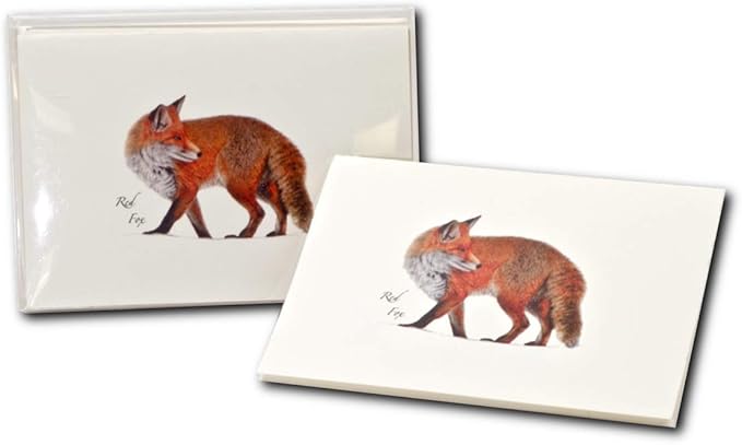 Earth Sky + Water - Red Fox Notecard Set - 8 Blank Cards with Envelopes