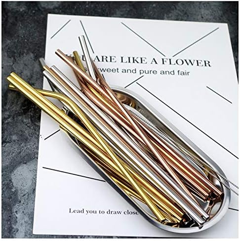 50-Pack Stainless Steel Straws,Super Long 10.5 Inch Drinking Metal Straws for 30oz/20oz Tumblers Yeti Cups Travel Mugs,Reusable Rustproof Dishwasher Safe (All straight 50pcs -10.5" Rose Gold)