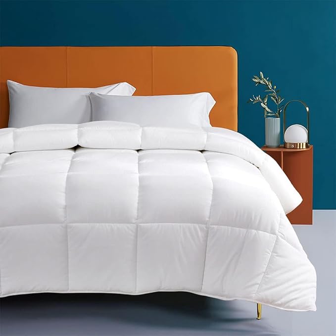 100% Cotton Cover Down Alternative Comforter California King Size- Cloud Bed Duvet for All Season, Breathable White Comforter, Ultra-Soft Duvet Insert (106x90)