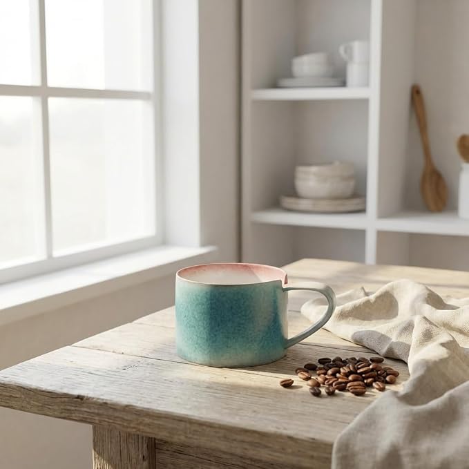 Handmade Stoneware Coffee Mug with Ombre Glaze | Artisan ceramic cup for home, office, and thoughtful gifting