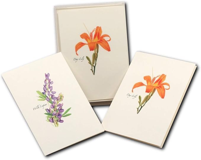 Earth Sky + Water - Wildflower Assortment Notecard Set - 8 Blank Cards with Envelopes (4 each of 2 styles)