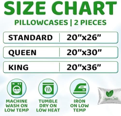 Pillow Cases - 100% Viscose Derived from Bamboo - Cooling Pillowcase - Standard Size, Cream, Set of 2 Zippered - for Hot Sleepers - Soft Pillow Covers - by Vegan Silk
