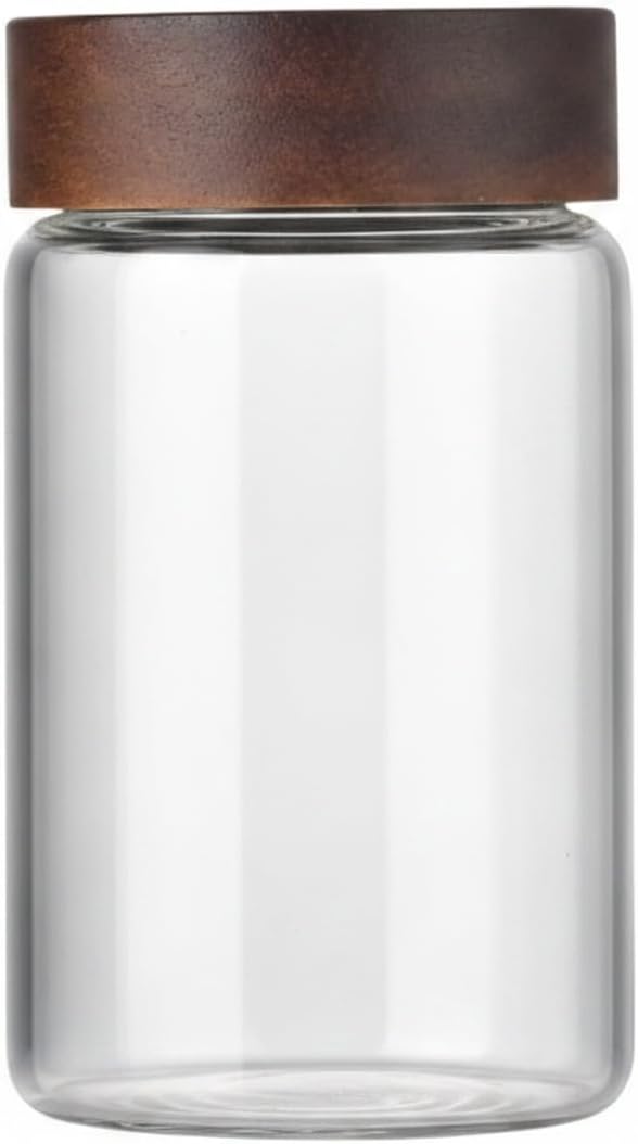 Borosilicate Glass Storage Jar with Bamboo Lid, Clear Food Canister for Pantry Organization (1 PC)