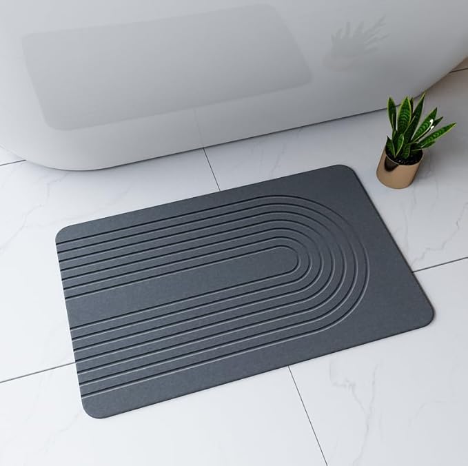 Fast Drying Stone Bath Mats for Bathroom, Non-Slip Diatomaceous Earth Bath Mat, Super Absorbent Bath Mat Stone Dark Gray Arcana