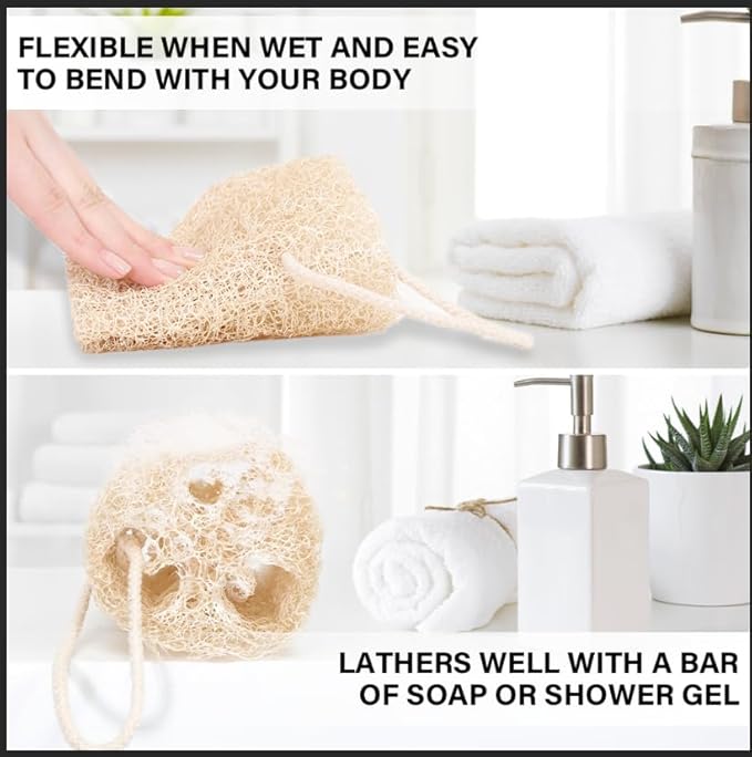Natural Loofah Kitchen Sponge for Dishwashing 6 Inch 100% Plant Fibers Vegetable Fruit Scrubber Loofa,Natural Loofah Sponge Exfoliating Body Scrubber