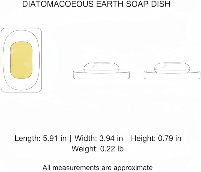 Diatomaceous Earth Soap Dish, Fast-Drying Stone Tray for Bar Soap, White (1 PC)