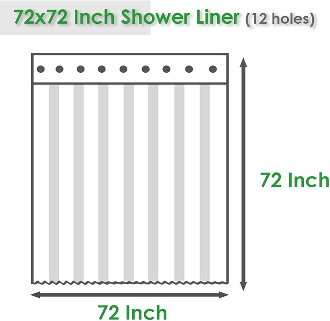 Heavy Duty Shower Curtain Liner, 8G EVA Plastic Shower Curtain with 3 Strong Weighted Magnets, Waterproof Shower Liner for Bathroom, 3D Square, 72 x 72 Inch