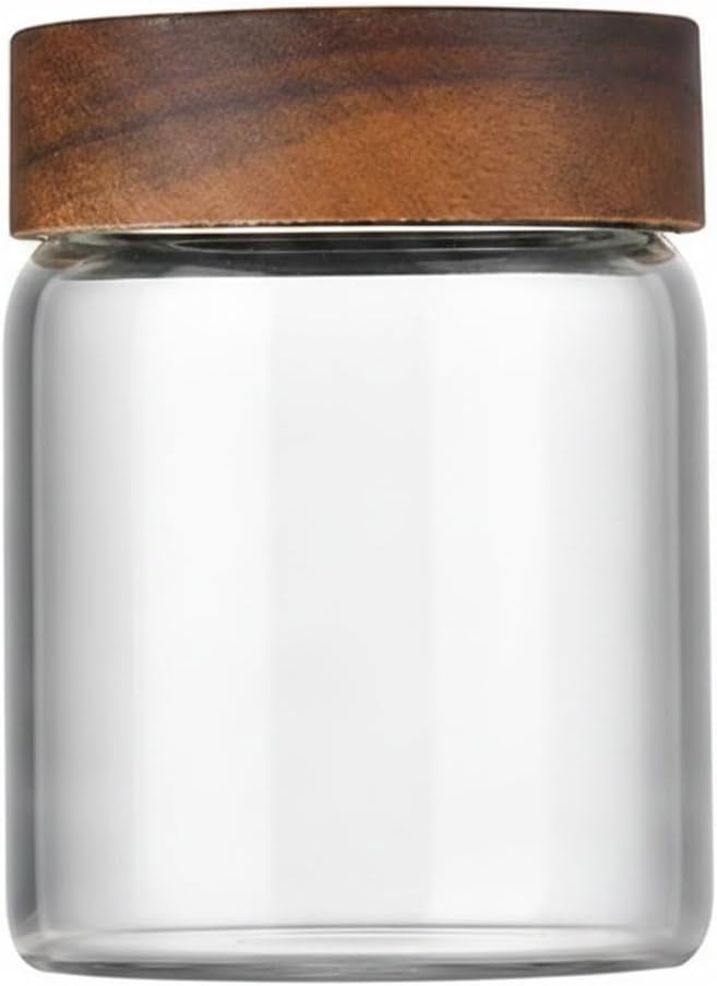 Borosilicate Glass Storage Jar with Bamboo Lid, Clear Food Canister for Pantry Organization (1 PC)