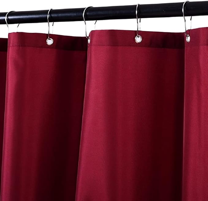 Dependable Industries inc. Essentials Bathroom Magnetized Shower Curtain Liner with Metal Grommets Waterproof (Burgundy)