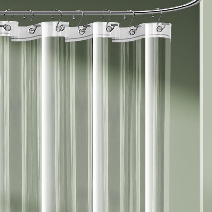 Clara Clark Clear Shower Curtain Liner - 72x72 Lightweight, Waterproof PEVA with 3 Magnets