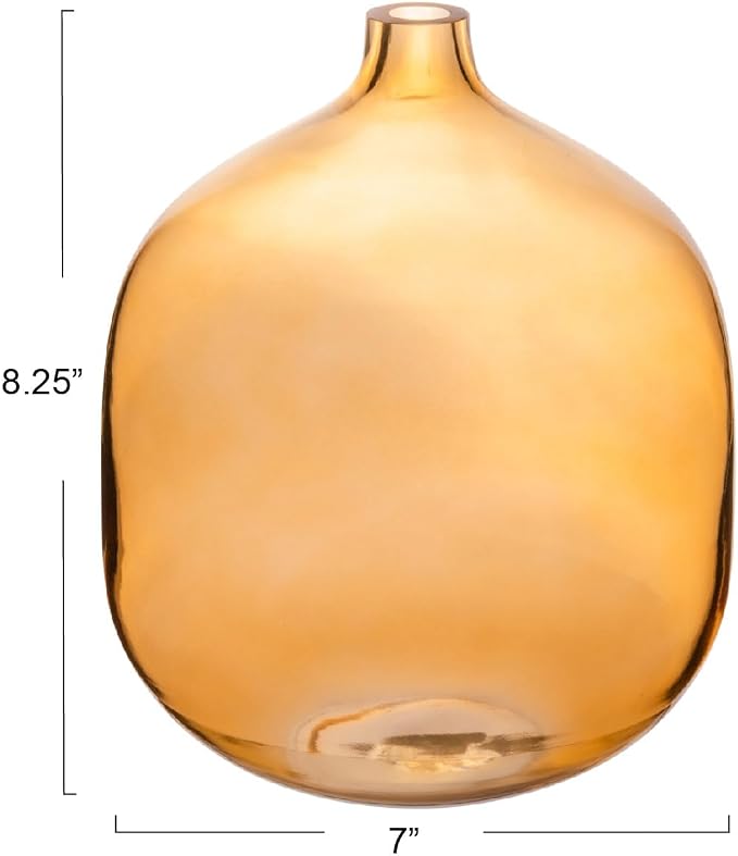 Modern Clear Tinted Glass Vase, Amber