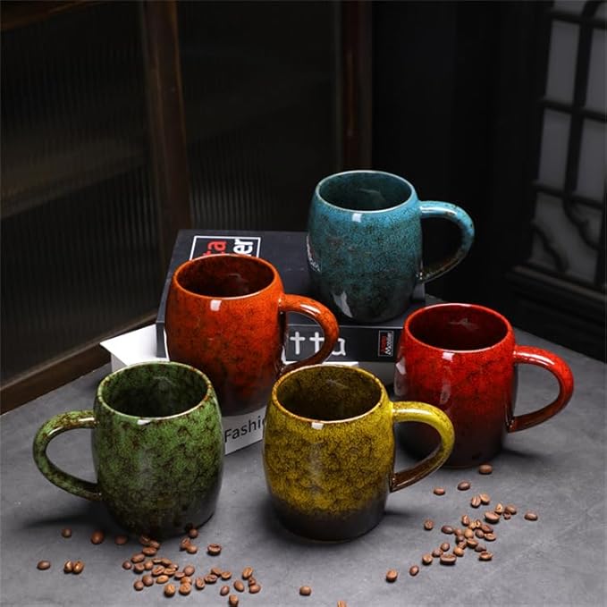 21oz Large Handmade ceramic Mug, Big Ceramic Tea Cup, Durable and Heavy Microwave and Dishwasher Safe Pottery Coffee Mug with Handle, Reactive Glaze Stoneware Clay coffee mug (Green)