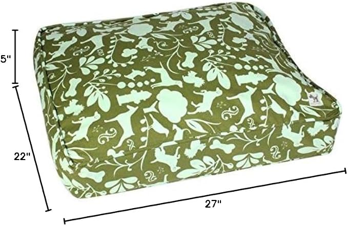 Molly Mutt Small Dog Bed Cover, Amarillo by Morning, Olive Green & Light Blue