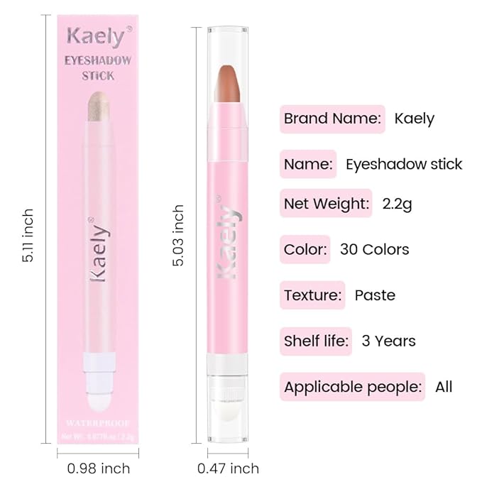 evpct 1Pcs Caramel Matte Cream Eye Shadow Brightener Sticks for Eyes Waterproof Pigmented, Double Ended Cream Eyeshadow Stick Pencil Pen with Applicator, Eye Shadow Palette Highlighter Makeup 30