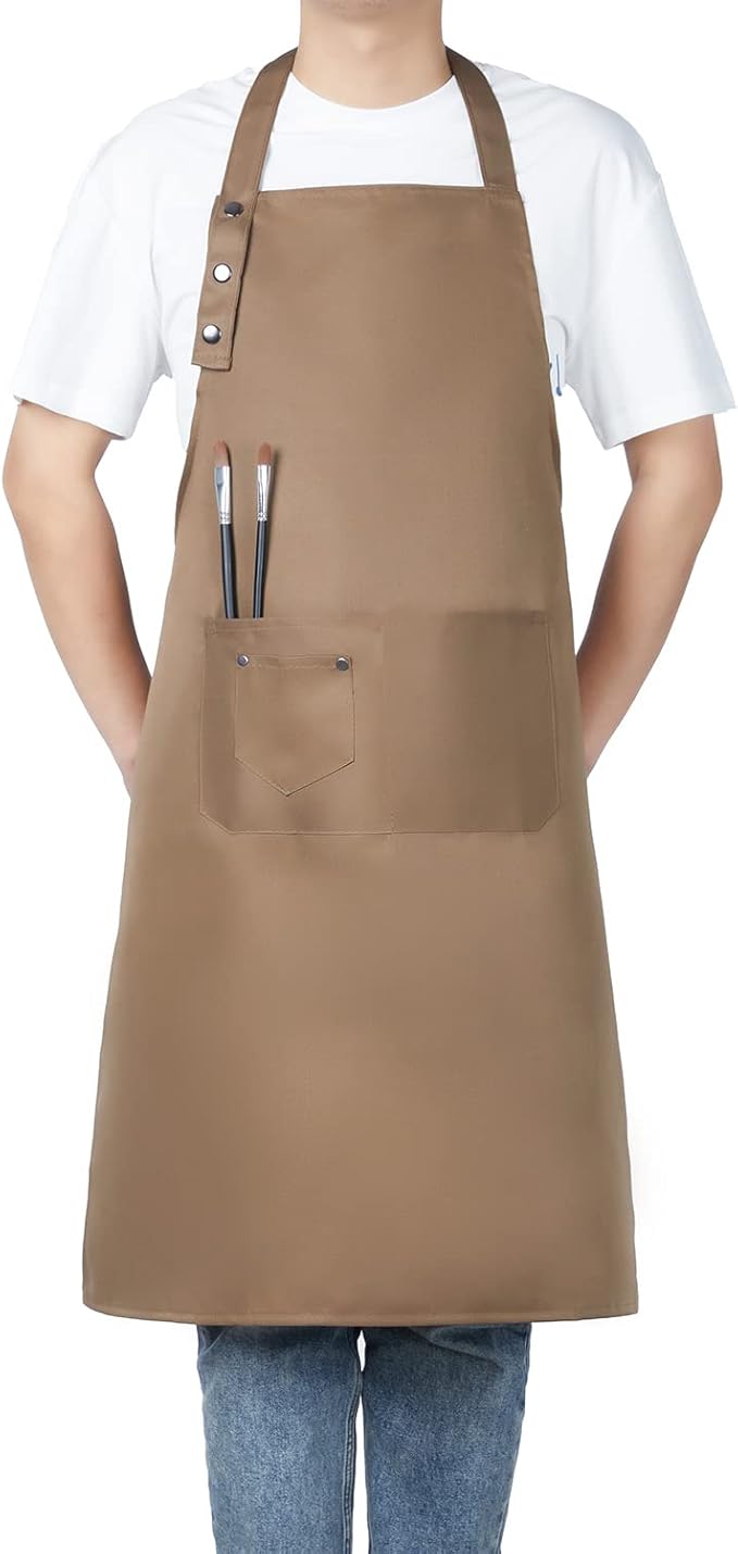 Art Aprons for Painting Pottery Ceramics, Mens Women Kitchen Cooking Aprons Waterproof Green