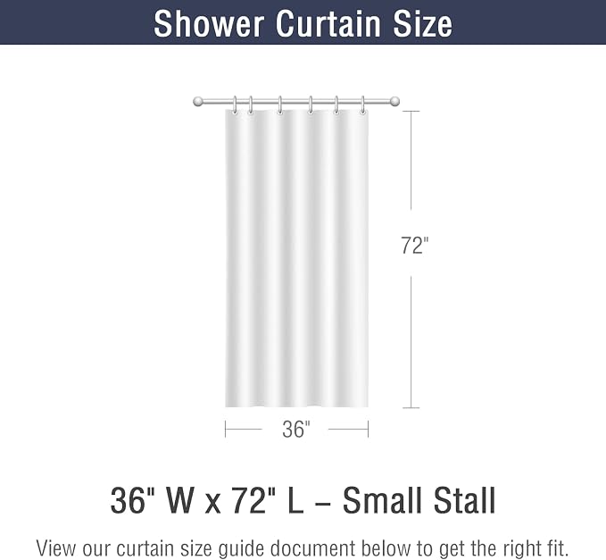 Gibelle Stall Small Shower Curtain Liner 36 x 72 Inches, White Shower Curtain Liner, Washable Waterproof Fabric Shower Liner for Bathroom, Machine Washable