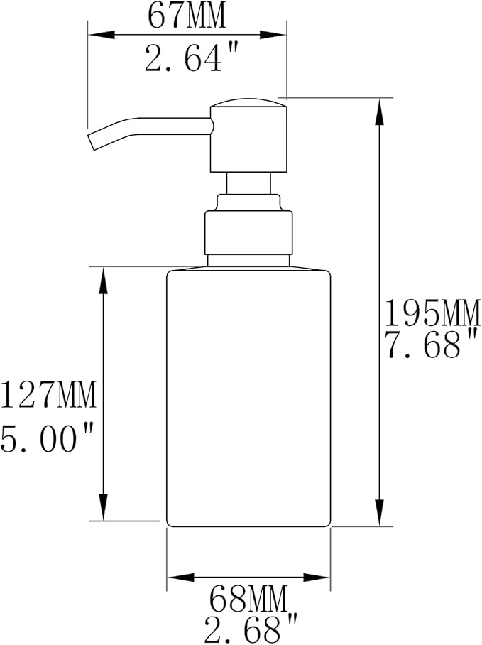 Glass Soap Dispenser Set, Matte Black Stainless Steel Pump & Clear Square Glass Soap Dispenser Bottle, 2 X 13.5oz Refillable Liquid Hand Soap Jar for Kitchen & Bathroom