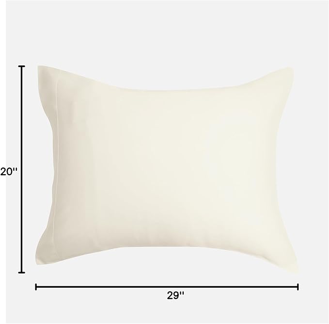 DOZ Pillowcase Set, 100% Viscose derived from Bamboo, Organically Grown, Buttery Soft, Silky, Breathable, Cooling, Oeko-TEX, High GSM, 2-Pack, Envelope Closure (Queen, Ivory)