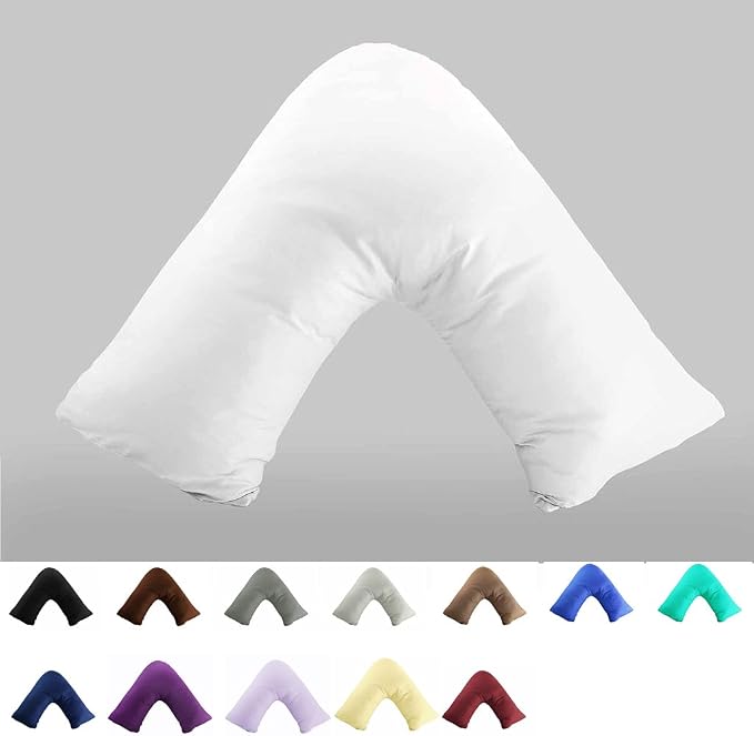 TAOSON 100% Cotton 300 Thread Count Soild Envelope Style V Shaped/Tri/Boomerang Standard Pillow Case Cushion Cover Only Cover No Insert (White)
