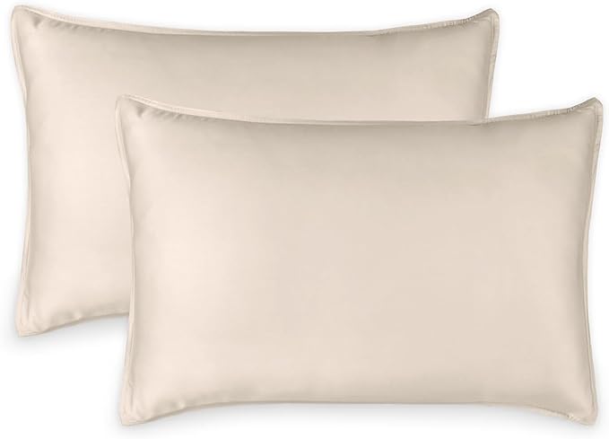 King Pillowcases by Pure Bamboo, Genuine 100% Organic Viscose Derived from Bamboo, Luxuriously Soft & Cooling, Double Stitching, Envelope Closure (2 King Pillowcases, Creme)