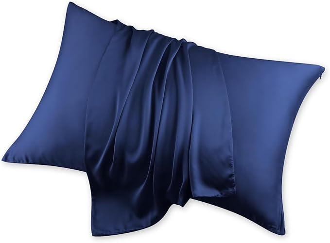 4 Pack Cooling Pillow Cases,Viscose Derived from Bamboo Pillow Protectors Queen Size Set of 4, 400 Thread Count Soft Silky Breathable Summer Pillow Cover with Zipper Hidden (4PCS, Queen,Navy Blue)