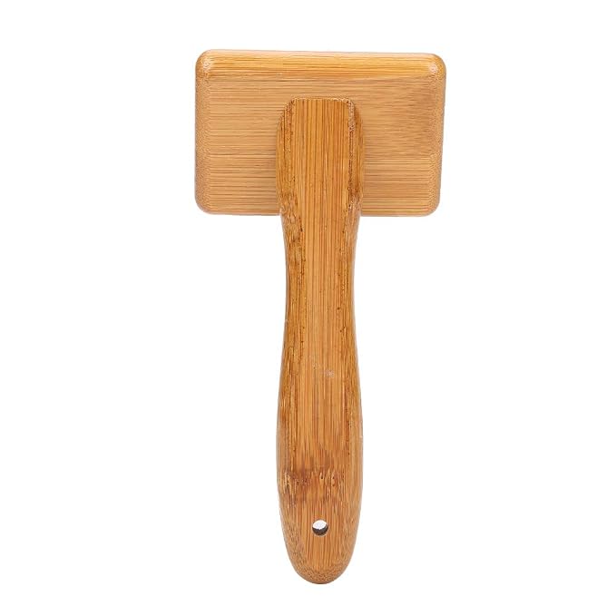 Oumefar 1PCS Bamboo Dog Hair Comb, Pet Wooden Brush Massage Grooming Slicker Brush with Rounded Bristles(Charged)