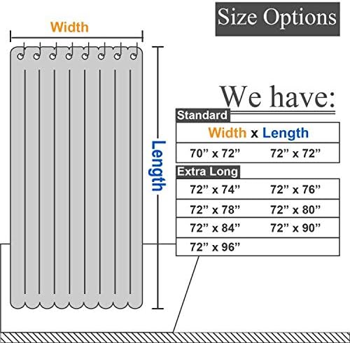 Ultimate Waterproof Long Fabric Shower Curtain or Liner 72x74, Breathable TPU & Machine Washable, Use for Bath Tub/Stall in Home and Hotel, White, 72"x74"