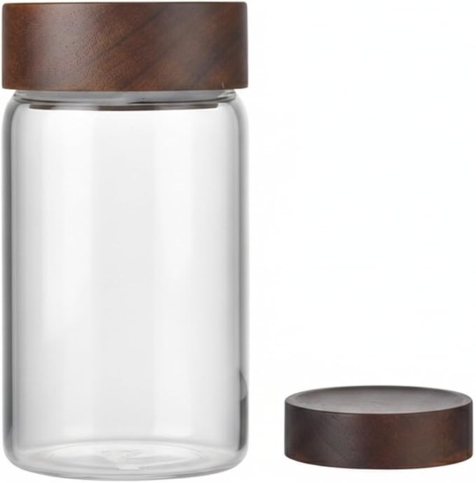 Borosilicate Glass Storage Jar with Bamboo Lid, Clear Food Canister for Pantry Organization (1 PC)