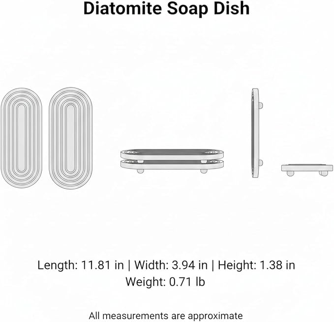 Diatomite Soap Dish with Wooden Stand, Absorbent Stone Tray for Bar Soap, Bathroom Sink Counter Organizer (1 PC)