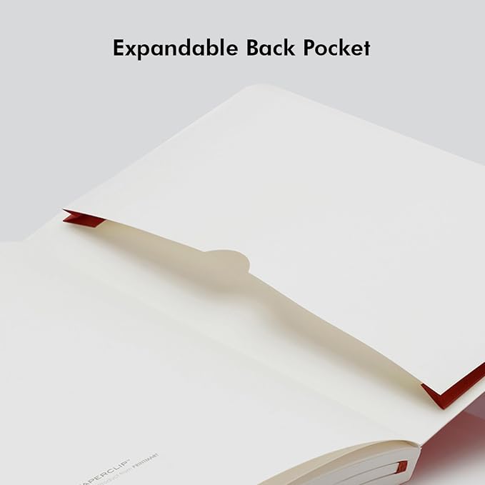 myPAPERCLIP Executive Series A5 Checks/Square Grid Notebook | 192 Pages, 80 GSM, Soft Cover, A5 (5.83 x 8.27 in) | Flat Lay | Bookmark, Elastic Closure & Back Pocket | Red
