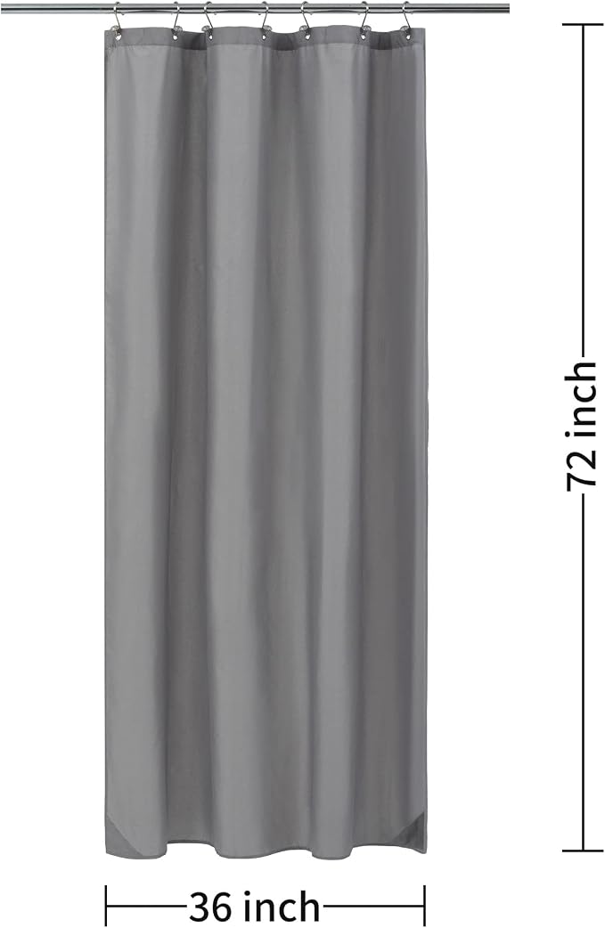 ALYVIA SPRING Stall Fabric Shower Curtain Liner Waterproof - 36" x 72", Soft & Lightweight Small Shower Curtain with Magnets for Narrow Stall Size, Machine Washable - 36x72, Grey