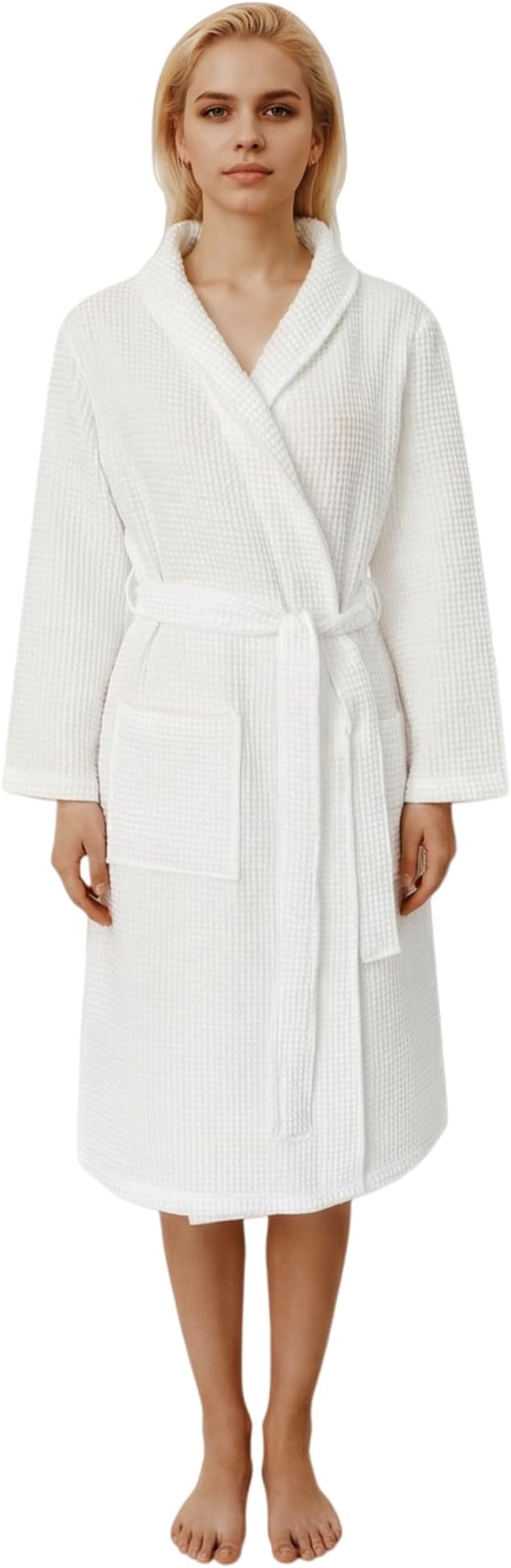 Women's Turkish Waffle Robe, Lightweight Cotton Long Bathrobe for Women