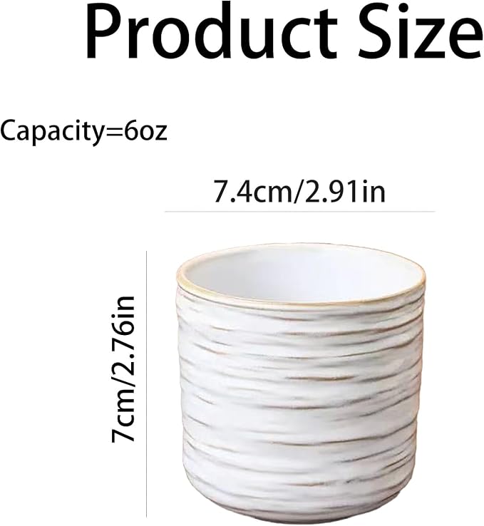 Vintage Ceramic Mug, Japanese Tea Cup 6oz Cup No Handle Drinking Cup for Espresso, Cortado, Matcha, Green Tea, Microwave and Dishwasher Safe, Kiln Transformation Cup (Vintage White)