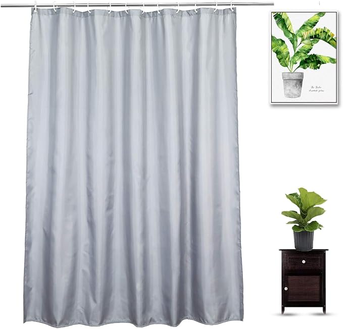 Gray Waterproof Shower Curtain Liner 70x74 Inches - Thick Polyester Fabric with Weighted Bottom, Heavy Duty Bathroom Liner for Shower Stall or Tub, Machine Washable