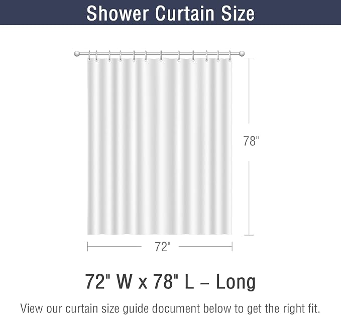 Gibelle Long Shower Curtain Liner 72 x 78 Inches, White Shower Curtain Liner, Washable Waterproof Fabric Bathroom Shower Curtain