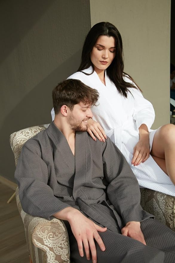 BAGNO MILANO Mens Robes, Waffle Robes For Men, Turkish Cotton Mens Bathrobes