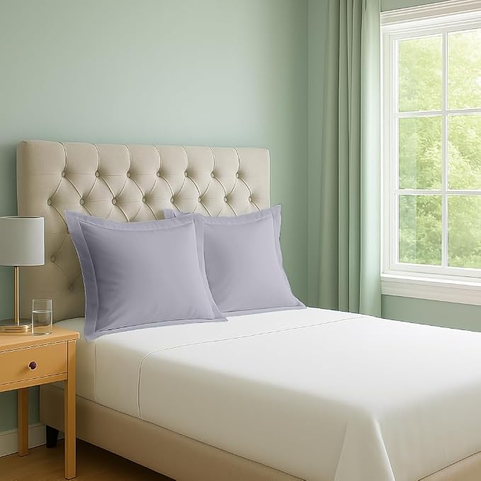 2 Pack Euro Pillow Shams 28x28 – 600 Thread Count 100% Organic Cotton Silver Square Pillow Covers with 2 Inch Flange, Soft & Smooth Premium Hotel-Quality Pillowcases Set of 2
