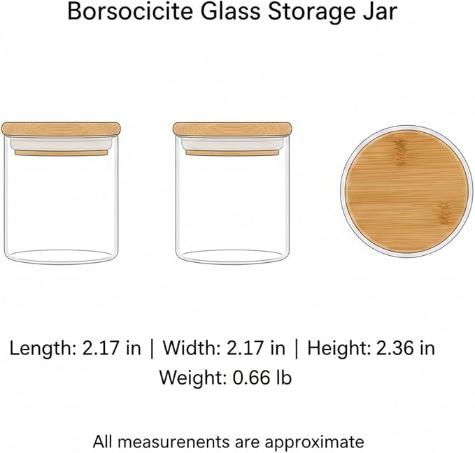 Borosilicate Glass Storage Jar with Bamboo Lid, Airtight Dry Food Canister for Kitchen Pantry & Countertop Organization