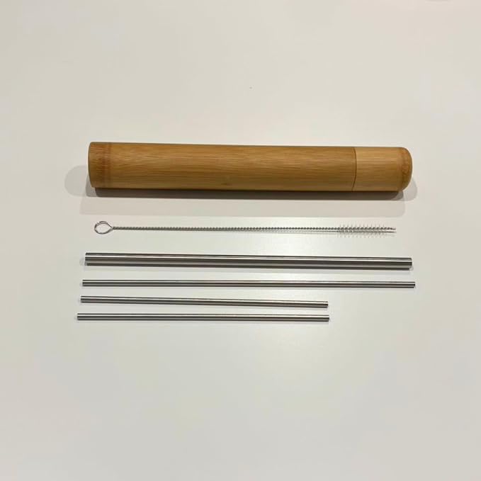 Singing Straws for Vocal Training Kit, Vocal Straw Set - 4 Voice Straws (2×5″×3 mm, 1×7″×3 mm, 1×7″×6 mm) with Cleaning Brush & Bamboo Carry Tube – Portable Vocal Trainer for Singing