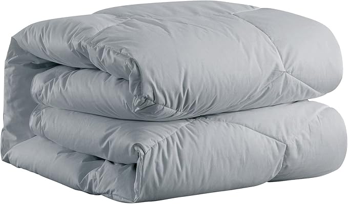 Feather and Loom Honeycomb Stitch Down Alternative All Season Comforter - Soft and Easy Care Microfiber Cover, Hypoallergenic High Loft Fiber Fill, Machine Washable - Color: Grey Size: Full/Queen
