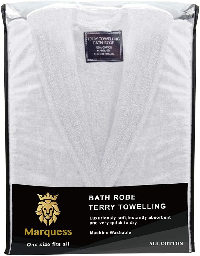 Marquess All-Cotton Bathrobe Thick Plush Cloth Housecoat Terry Toweling, Sweat Steaming Clothes Comfortable & Warm