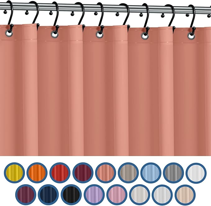 No Smell Shower Curtain Liner 72x72 Peach - PEVA Plastic Shower Curtain for Bathroom, PVC-Free Waterproof Peach Shower Liner with Metal Grommets and Magnet-Weighted Bottom Hem - Washable Liner