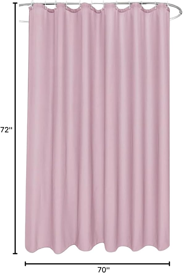 Dependable Industries inc. Essentials Bathroom Magnetized Shower Curtain Liner with Metal Grommets Waterproof (Pink)