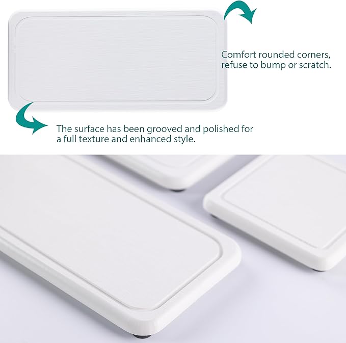 NiuYichee 2 Pcs Water Absorbing Stone Trays, Kitchen/Bathroom Sink Soap Dish, Diatomite Tray Used for Hand Soap & Cosmetic Bottles in The Modern Home, 4" W x 8.3" L, White