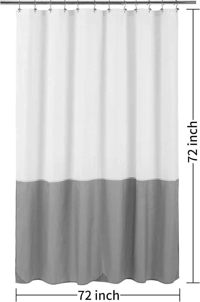 ALYVIA SPRING Waterproof Fabric Shower Curtain Liner - Soft & Light-Weight Cloth Shower Liner, 3 Bottom Magnets, Hotel Quality & Machine Washable - Standard Size 72x72, White and Grey