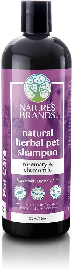 Organic Pet Shampoo (Rosemary & Chamomile) by Herbal Choice Mari; 16 Fl Oz
